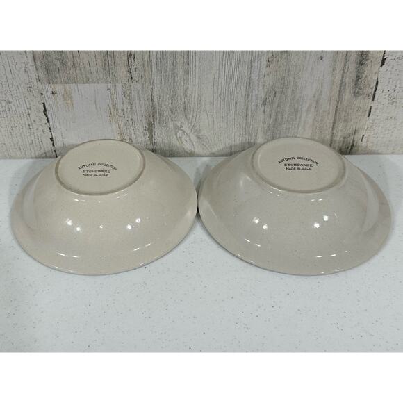 Sanibel Autumn Collection Stoneware Lot of 2 Rim Cereal Bowls Japan Brown Band - Picture 2 of 5
